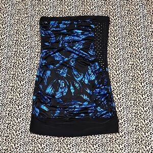 Black and Blue Strapless Top